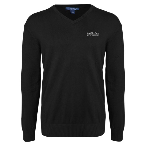 Black VNeck Sweater-American Title Company