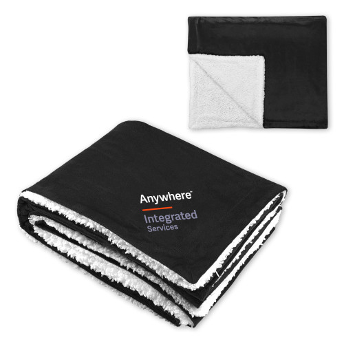 Super Soft Luxurious Black Sherpa Throw Blanket-Anywhere Integrated Services Vertical