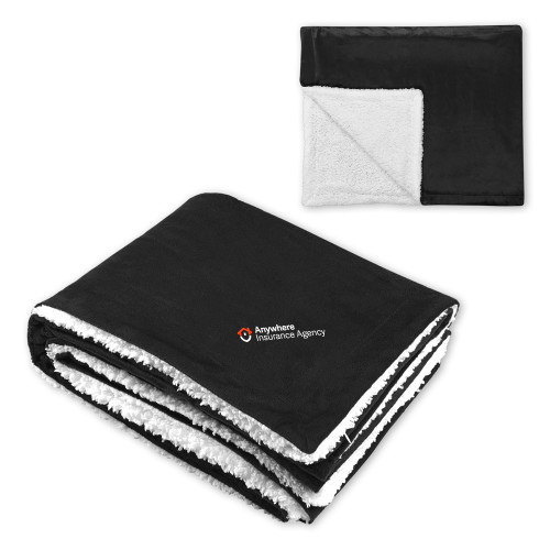 Super Soft Luxurious Black Sherpa Throw Blanket-Anywhere Insurance Agency