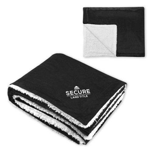Super Soft Luxurious Black Sherpa Throw Blanket-Secure Land Title