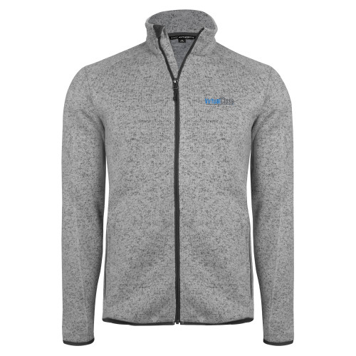 Grey Heather Sweater Fleece Jacket-Virtual Close