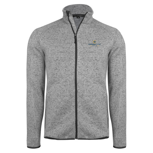Grey Heather Sweater Fleece Jacket-Corner Stone Title Company