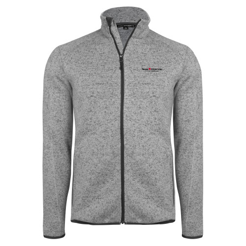 Grey Heather Sweater Fleece Jacket-TATCO