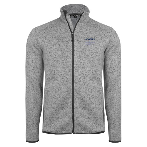 Grey Heather Sweater Fleece Jacket-Anywhere Integrated Services Vertical