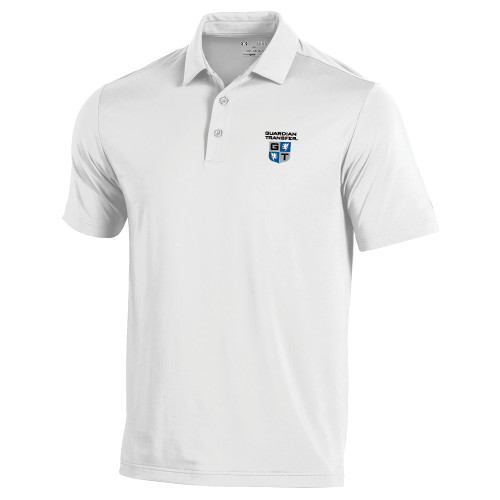 Under Armour White T2 Performance Polo-Guardian Transfer Vertical