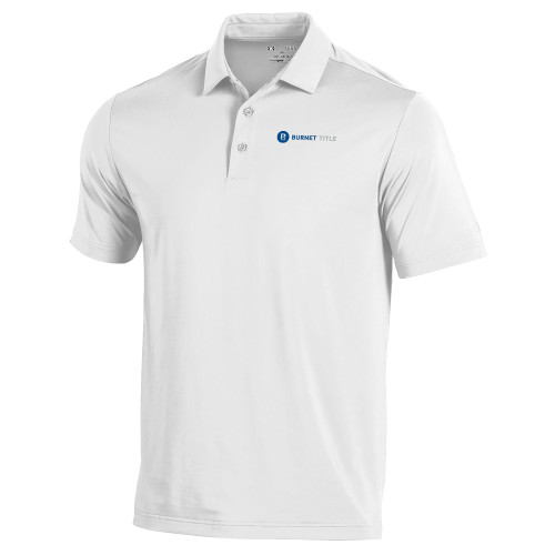 Under Armour White Performance Polo-Burnet Title
