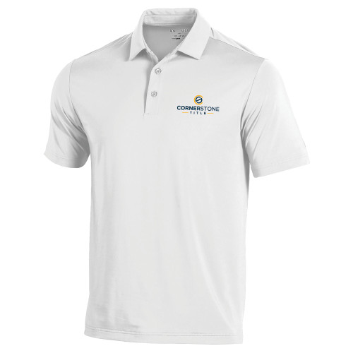 Under Armour White T2 Performance Polo-Corner Stone Title Company