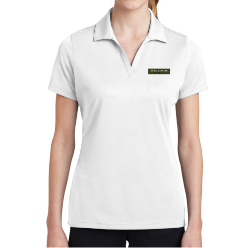 Womens White Dry Mesh Polo-Terra Coastal Escrow
