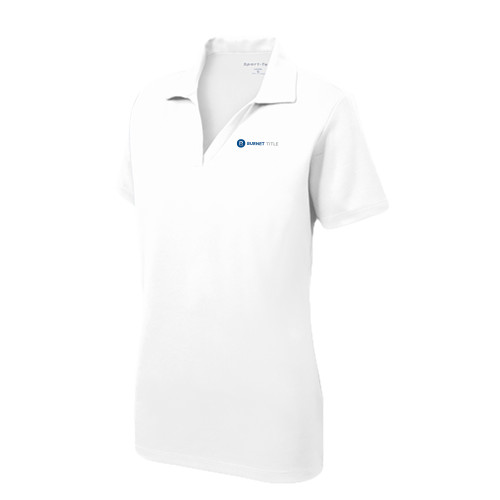 Womens White Dry Mesh Polo-Burnet Title