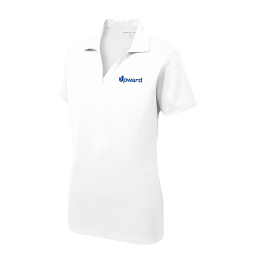 Womens White Dry Mesh Polo-Upward Title Company
