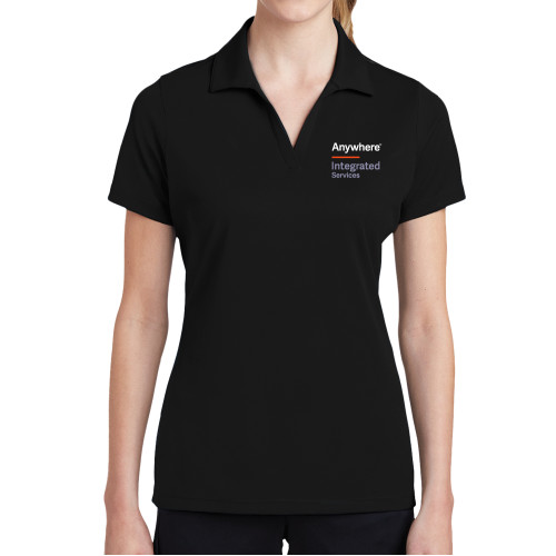 Womens Black Dry Mesh Polo-Anywhere Integrated Services Vertical