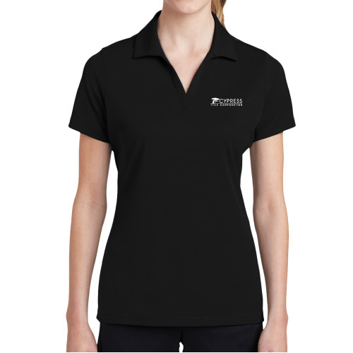 Womens Black Dry Mesh Polo-Cypress Title Corporation