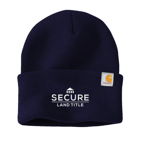 Carhartt Navy Knit Beanie w/Cuff-Secure Land Title