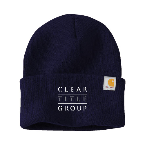 Carhartt Navy Knit Beanie w/Cuff-Clear Title Group