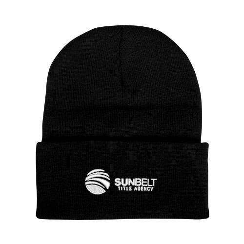 Black Knit Beanie w/Cuff-Sunbelt Title Agency