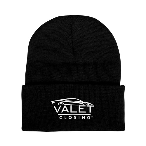 Black Knit Beanie w/Cuff-Valet Closing