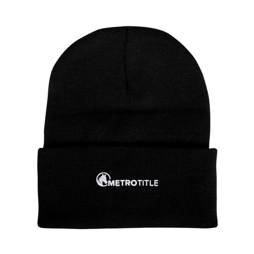 Black Knit Beanie w/Cuff-Metro Title