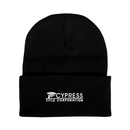 Black Knit Beanie w/Cuff-Cypress Title Corporation