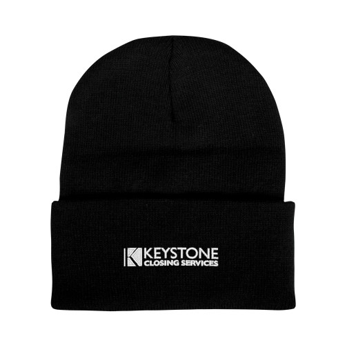 Black Knit Beanie w/Cuff-Keystone Closing Services