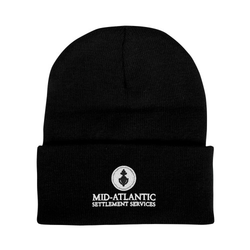 Black Knit Beanie w/Cuff-Mid-Atlantic Settlement Services