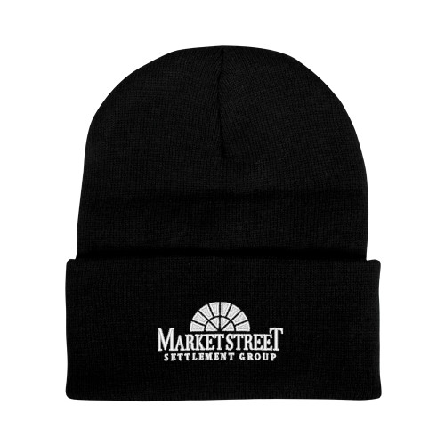 Black Knit Beanie w/Cuff-Market Street Settlement Group
