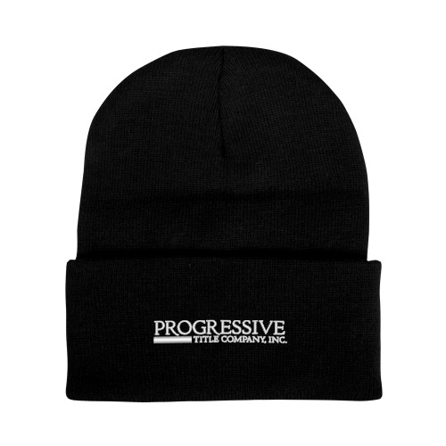 Black Knit Beanie w/Cuff-Progressive Title