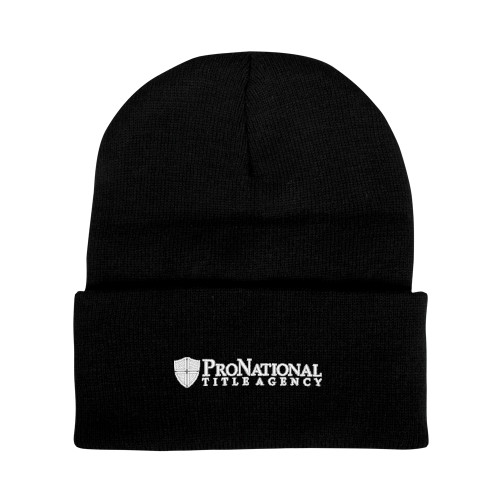 Black Knit Beanie w/Cuff-Pro National Title Agency