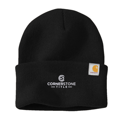Carhartt Black Knit Beanie w/Cuff-Corner Stone Title Company