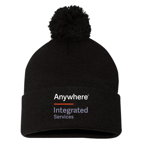 Sportsman Black Pom Pom Cuffed Beanie-Anywhere Integrated Services Vertical