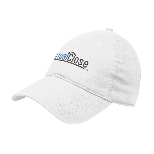 White Unstructured Adjustable Low Profile Hat-Virtual Close