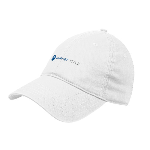 White Unstructured Adjustable Low Profile Hat-Burnet Title
