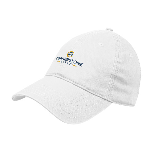 White Unstructured Adjustable Low Profile Hat-Corner Stone Title Company