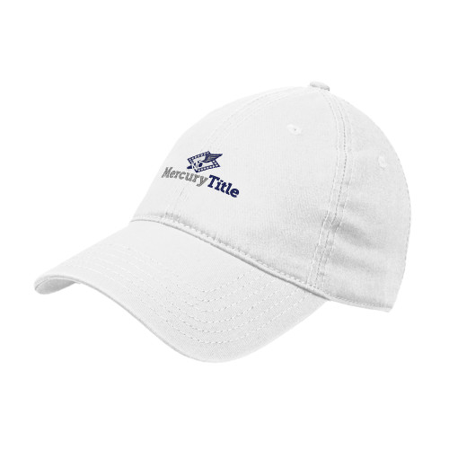 White Unstructured Adjustable Low Profile Hat-Mercury Title