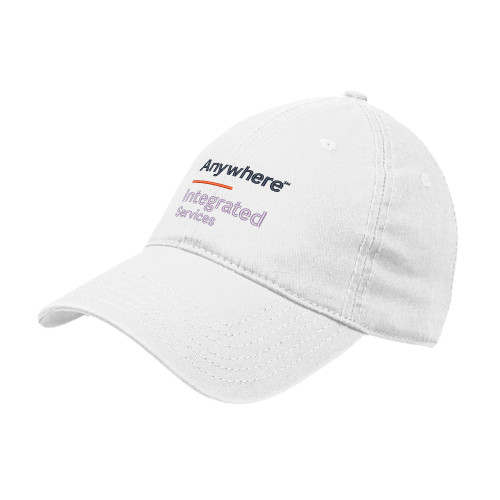 White Unstructured Adjustable Low Profile Hat-Anywhere Integrated Services Vertical
