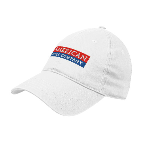 White Unstructured Adjustable Low Profile Hat-American Title Company