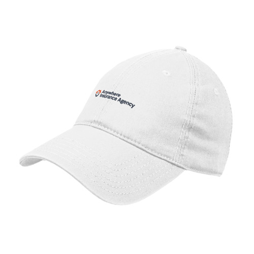 White Unstructured Adjustable Low Profile Hat-Anywhere Insurance Agency