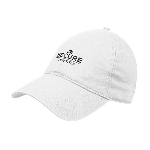 White Unstructured Adjustable Low Profile Hat-Secure Land Title