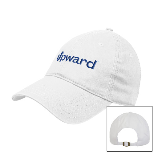 White Unstructured Adjustable Low Profile Hat-Upward Title Company