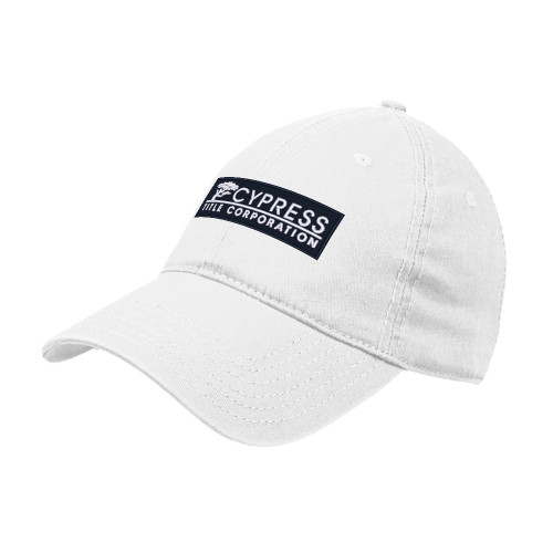 White Unstructured Adjustable Low Profile Hat-Cypress Title Corporation