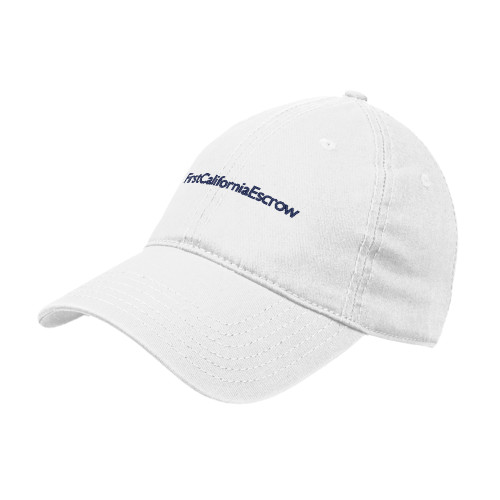White Unstructured Adjustable Low Profile Hat-First California Escrow