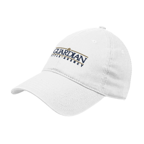 White Unstructured Adjustable Low Profile Hat-Guardian Title Agency