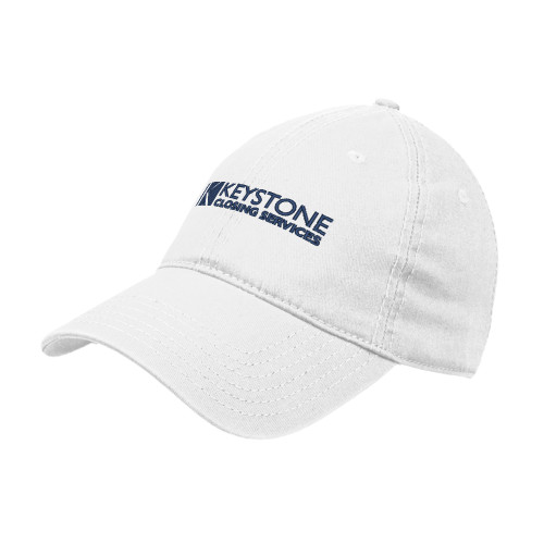 White Unstructured Adjustable Low Profile Hat-Keystone Closing Services