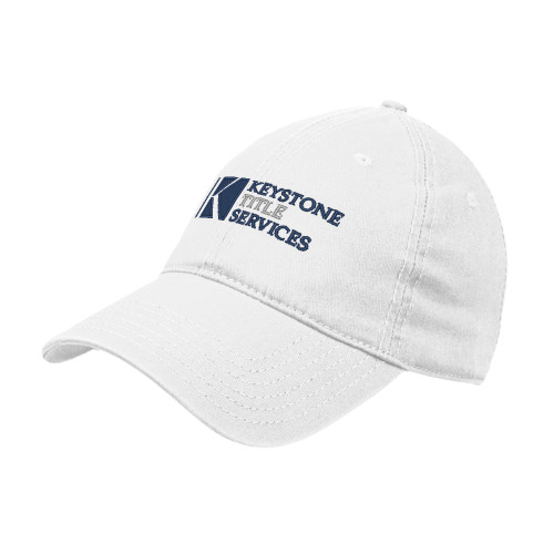 White Unstructured Adjustable Low Profile Hat-Keystone Title Services