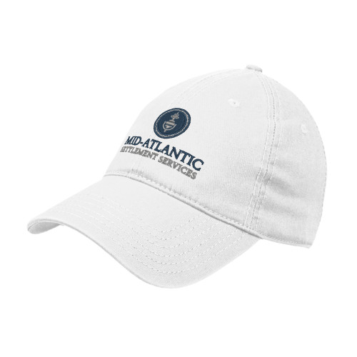 White Unstructured Adjustable Low Profile Hat-Mid-Atlantic Settlement Services