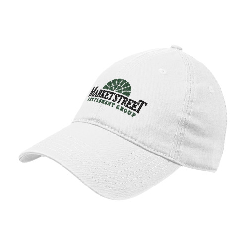 White Unstructured Adjustable Low Profile Hat-Market Street Settlement Group