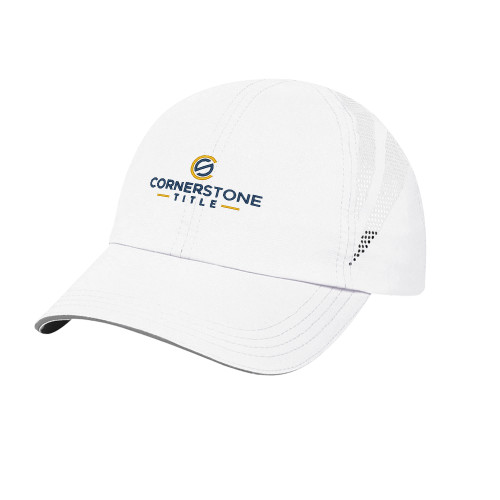 Womens White Performance Cap-Corner Stone Title Company