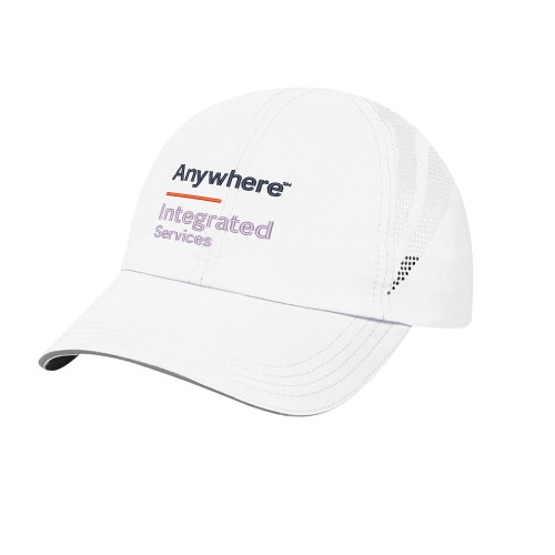 Womens White Performance Cap-Anywhere Integrated Services Vertical