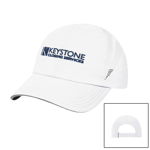 Womens White Performance Cap-Keystone Closing Services
