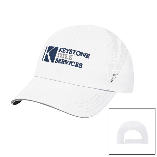 Womens White Performance Cap-Keystone Title Services