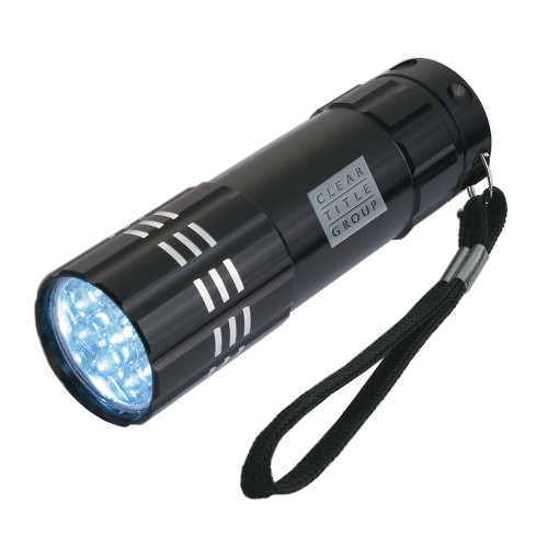 Industrial Triple LED Black Flashlight-Clear Title Group Engraved